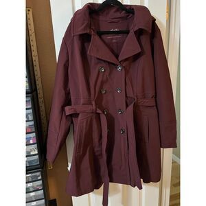Sebby Collection Water Resistant Softshell Belted Trench Coat Size 3X